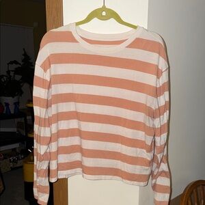 Coral and cream striped long sleeve